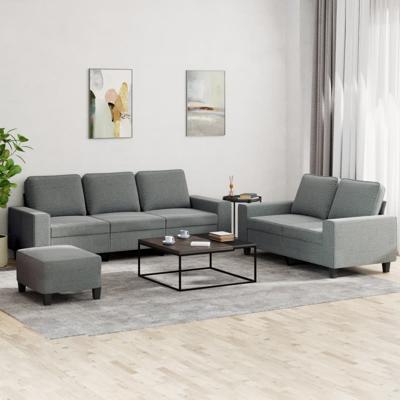3-delige Loungeset stof donkergrijs