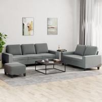 3-delige Loungeset stof donkergrijs