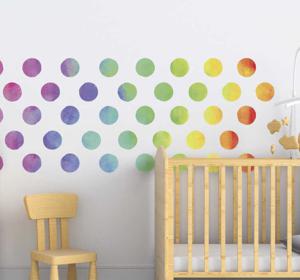 Zelfklevende muursticker met decoratie regenboog stippen