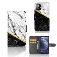 Apple iPhone 12 Mini | Bookcase | Marmer Wit Zwart - Origineel Cadeau Man