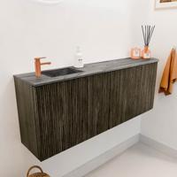 Toiletmeubel Mondiaz Joya Dlux | 111.6 cm | Meubelkleur Shadow | Faye wastafel Sombra Wasbak Links | 1 kraangat