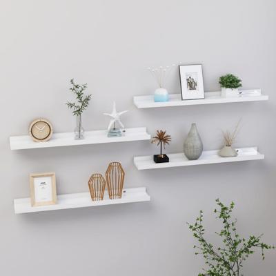 Wandschappen 4 st 60x9x3 cm hoogglans wit