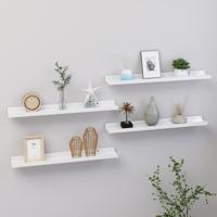 Wandschappen 4 st 60x9x3 cm hoogglans wit