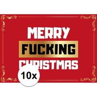 Grappige kerst wenskaarten Merry Fucking Christmas 10 stuks   -