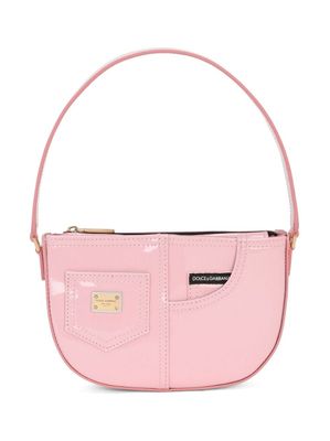 Dolce & Gabbana Kids sac porté épaule en cuir verni - Rose