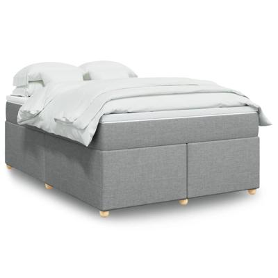 Boxspring met matras stof lichtgrijs 140x190 cm