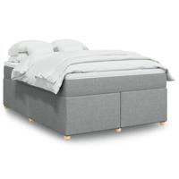 Boxspring met matras stof lichtgrijs 140x190 cm
