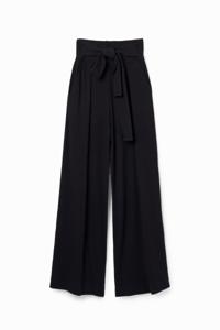 Gebreide Wide leg broek - BLACK - XS
