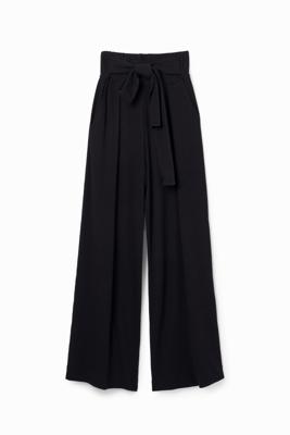 Gebreide Wide leg broek - BLACK - XS