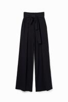 Gebreide Wide leg broek - BLACK - XS