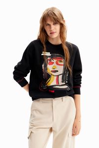 Sweatshirt met arty gezicht