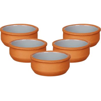 Tapas/creme brulee serveer schaaltjes - 18x - mini - terracotta/grijs - 8 x 4 cm