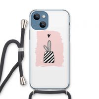 Zwart-wit cactus: iPhone 13 mini Transparant Hoesje met koord