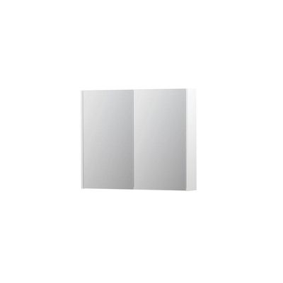 INK SPK2 Spiegelkast - 90x14x74cm - 2 deuren - dubbelzijdige Spiegel - schakelaar en stopcontact - MDF lak wit mat 1105251