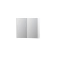 INK SPK2 Spiegelkast - 90x14x74cm - 2 deuren - dubbelzijdige Spiegel - schakelaar en stopcontact - MDF lak wit mat 1105251