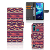 Motorola G8 Power Lite Telefoon Hoesje Aztec Paars - thumbnail