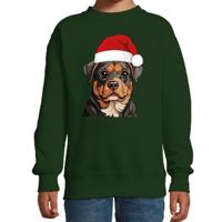 Kersttrui / sweater honden - kinderen - rottweiler - groen - kerstmuts - Kerstmis