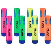 Markeer stiften - 8x stuks - fluor kleurenmix - oranje - geel - groen - roze - highlighters