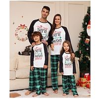 Familie-look Kerstmis Pyjama Ruitjes School Groen Lange mouw Mama En Ik Outfits Actief Bijpassende outfits miniinthebox