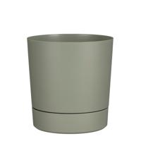 Mica Decorations Bloempot Coco - met onderschaal - olijfgroen - H24 x D23 cm - kunststof - buiten