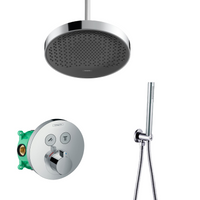 Hansgrohe Rainfinity inbouw regendouche met thermostaatkraan Shower Select en Saniclear plafondarm chroom