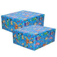 Club van Sinterklaas inpakpapier - 3x - cadeaupapier - blauw - 200 x 70 cm - pakjesavond