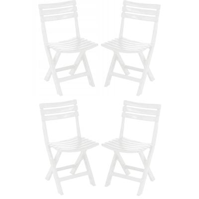 Klapstoel binnen/buiten - 4x - wit - 42 x 80 cm - kunststof - bijzetstoelen - opvouwbaar