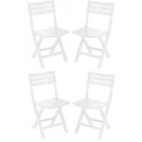 Klapstoel binnen/buiten - 4x - wit - 42 x 80 cm - kunststof - bijzetstoelen - opvouwbaar