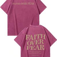 Bon&Bon Men's Letter Print Loose Fit Cotton T-Shirt - Black Hot Pink / M