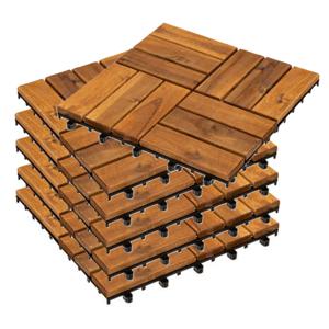 Tuintegel/balkon terrastegels - 45x stuks - acacia hout kleur - kunststof - 30 x 30 cm - vlonder