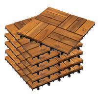 Tuintegel/balkon terrastegels - 45x stuks - acacia hout kleur - kunststof - 30 x 30 cm - vlonder