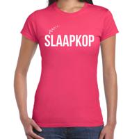 Slaap T-shirt voor dames - roze - slaapkop - pyjama party shirt - slaap party