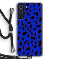 Blue Leopard: Samsung Galaxy S21 FE Transparant Hoesje met koord