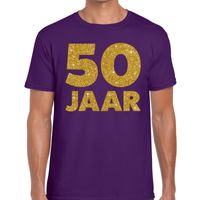 50 Jaar goud glitter verjaardag t-shirt paars heren 50 Jaar goud glitter verjaardag t-shirt paars heren