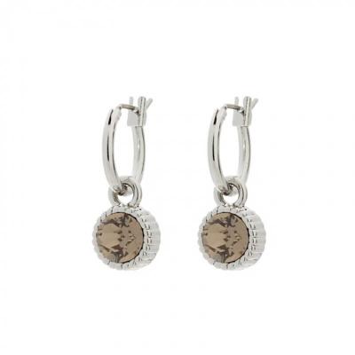 Biba Hang Oorbellen Zilver met Swarovski Steentje Sm. Quartz
