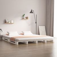 Bedframe massief grenenhout wit 150x200 cm 5FT King Size