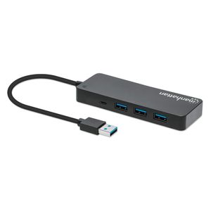 Manhattan 168403 interface hub USB 3.2 Gen 1 (3.1 Gen 1) Type-A 5000 Mbit/s Zwart