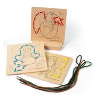 Bigjigs houten rijgpuzzel op nummer sprookjeswereld, 8dlg.