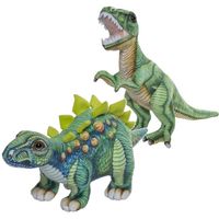 Speelgoed set van 2x pluche dino knuffels T-Rex en Stegosaurus van 30 cm - Knuffeldier - thumbnail
