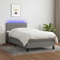 Boxspring met matras en LED stof donkergrijs 90x190 cm
