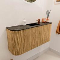 Toiletmeubel Mondiaz Joya Dlux | 93.2 cm | Meubelkleur Oak | Faye wastafel Lava Wasbak Midden | 1 kraangat