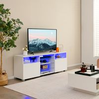 Led-TV-Kast Televisietafel TV-Rek voor Televisie tot 65 Inch Televisiekast met Verstelbare Planken TV-Standaard Modern Wit
