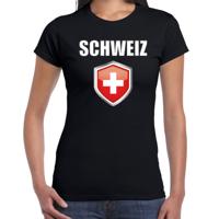Zwitserland landen supporters t-shirt - zwart - dames - fan kleding - korte mouwen
