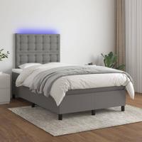 Boxspring met matras en LED stof donkergrijs 120x200 cm