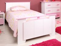 Bed ROBINSON 90x200 cm wit/roze - thumbnail