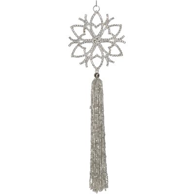 Ornament kerstbal kwastje metaal helder 24 cm - Hd collection