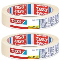 Tesa afplaktape - Pakket van 8x stuks - rol - wit - 19 mm x 25 m - schilderstape - afplakken