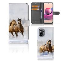 Xiaomi Redmi Note 10S | 10 4G | Poco M5s | Telefoonhoesje | Met pasjeshouder | Paarden