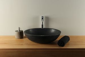 Waskom natuursteen basaltsteen BAS-019zk 50 cm