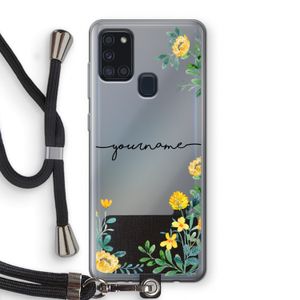 Gele bloemen: Samsung Galaxy A21s Transparant Hoesje met koord